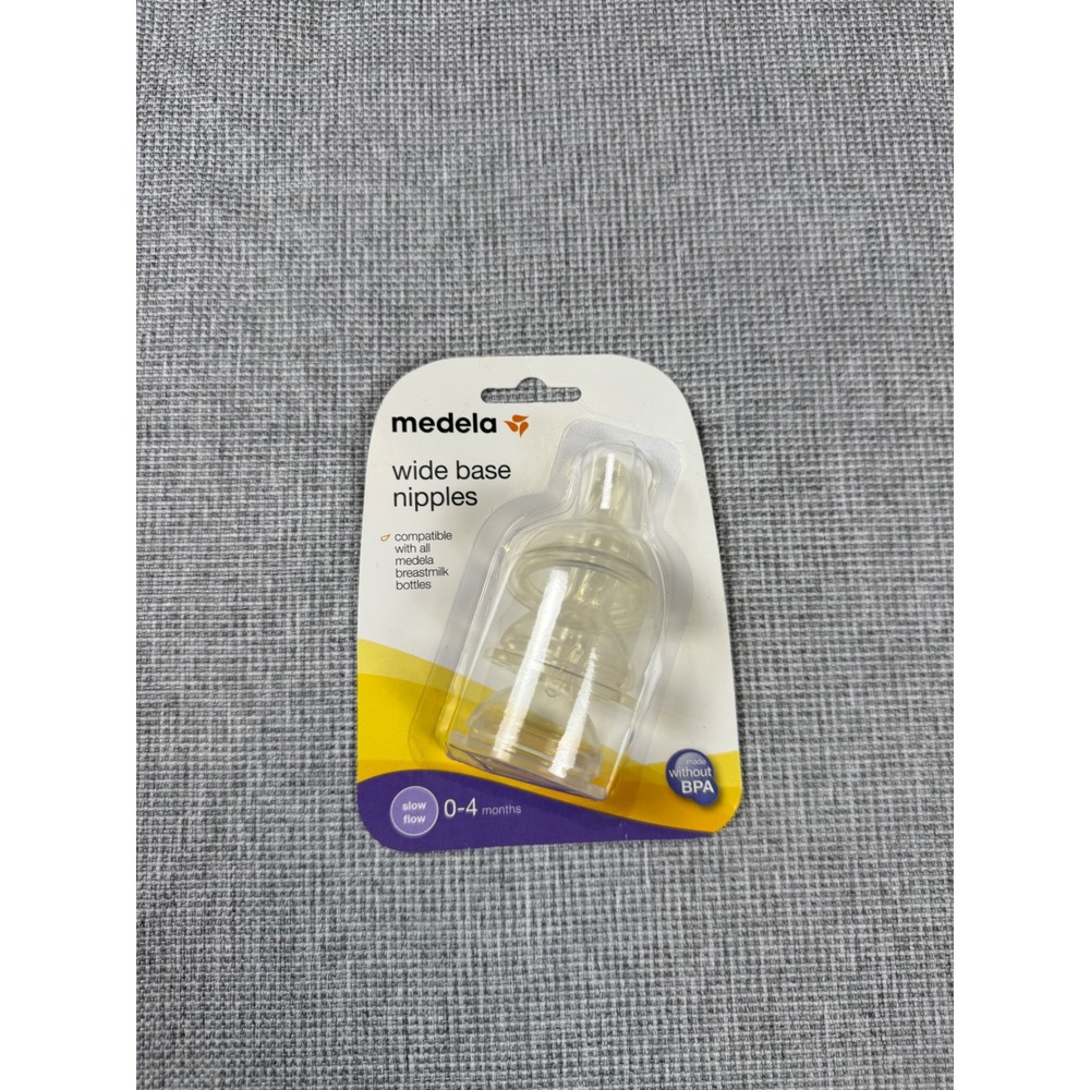 Medela Wide Base Nipples Slow Flow 0-4 Months BPA Free 3 Count 87133